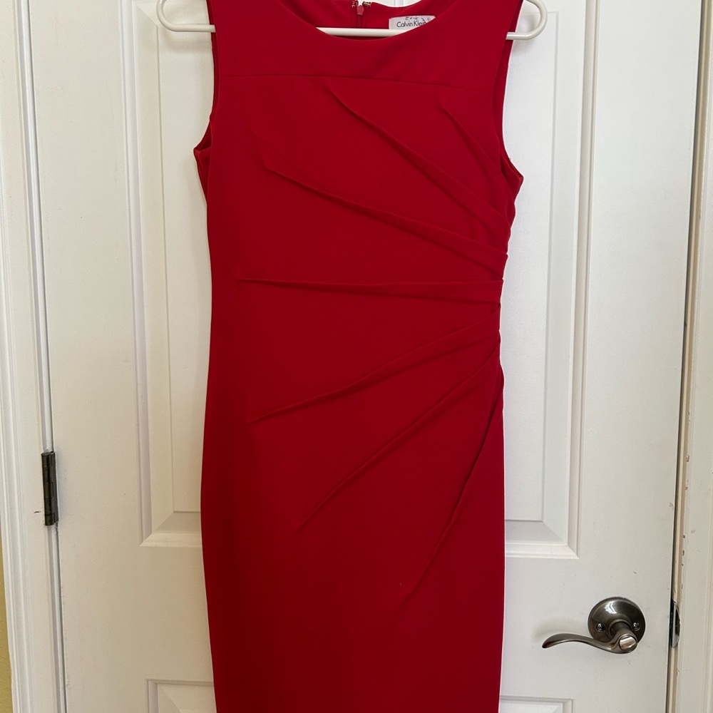 Calvin Klein Vibrant Red Midi Dress
